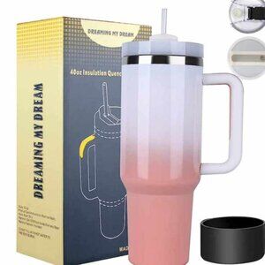 40 oz - Stainless Steel Insulated Hot/Cold Tumbler w/ Handle, 2 Lids & Straw